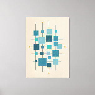 MCM Geometriska kvadrater - blå Poster Canvastryck