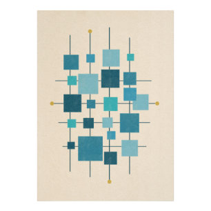 MCM Geometriska rutor - blå Poster