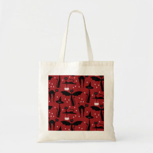 MCM Halloween Finare Dress Minimalist Cats Red Tygkasse