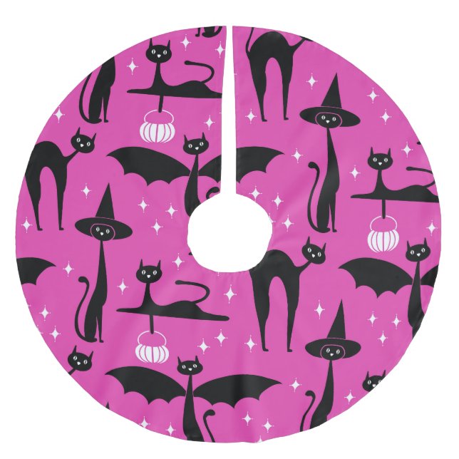 MCM Halloween Finare har Rosa med minimalistkatt Julgransmatta Borstad Polyester (Framsidan)