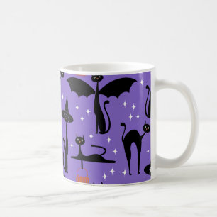 MCM Halloween Kostym Minimalistiska Katter Lila Kaffemugg