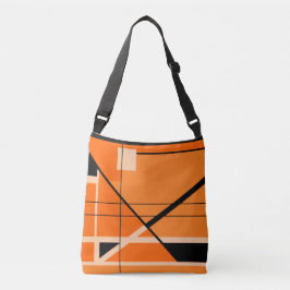 MCM Inspired Black Beige på Orange Geometric Axelväska