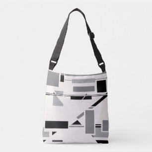 MCM Inspired Black Grått Shapes on Off White Desig Axelväska
