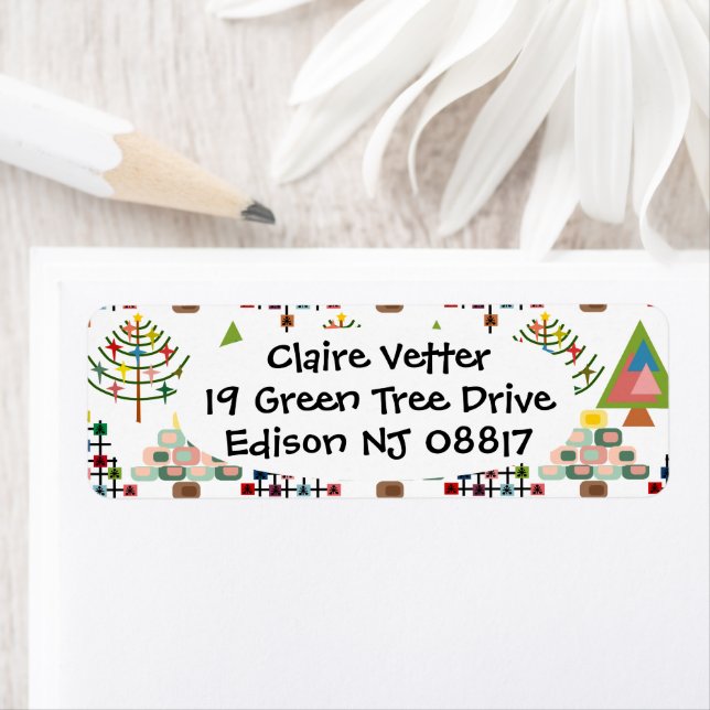 MCM Julafton Träd Returadress Etikett (Insitu)
