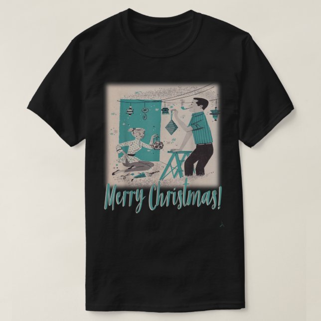 MCM Mid Century Modern julretro 50-tal par T Shirt (Design framsida)