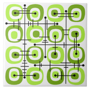 MCM Midsekel Abstrakt Mönster Chartreuse Kakelplatta