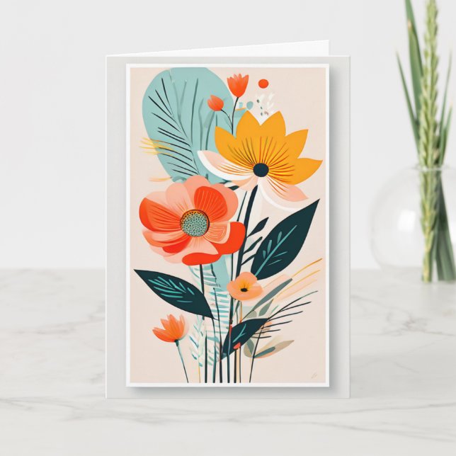 MCM Modern Art Bouquet Födelsedag Kort (Framsida)