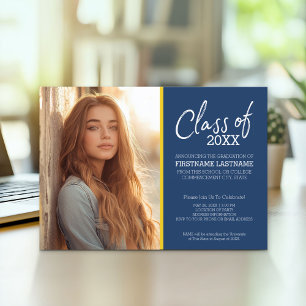 MCM Modern Mönster Gult Blue Studenten Photo Inbjudningar