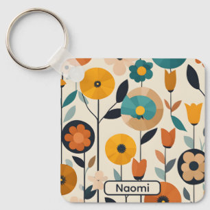 MCM Pop Art Färgglada Blommor Nyckelring