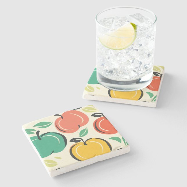 MCM Retro Apple Orchard Skördefest  Stenunderlägg (Sidan)