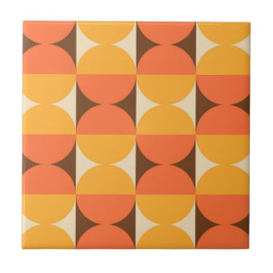 MCM Retro Geometric Halvfyrkant och cirkel Mönster Kakelplatta