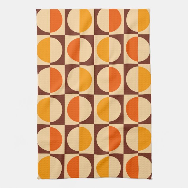MCM Retro Geometric Halvfyrkant och cirkel Mönster Kökshandduk (Vertikal)