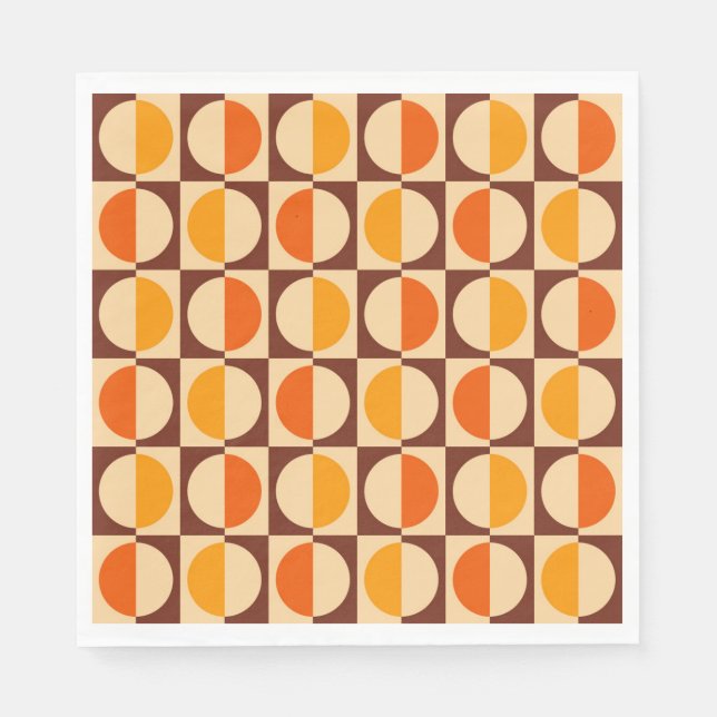 MCM Retro Geometric Halvfyrkant och cirkel Mönster Pappersservett (Framsidan)