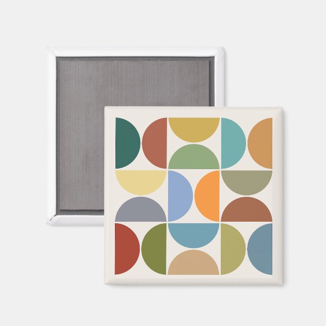 MCM Semicircles Färg på Cream Square Magnet (Front/Back)