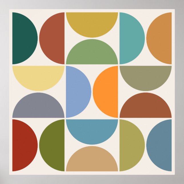 MCM Semicircles Färg på Cream Square Poster (Framsidan)