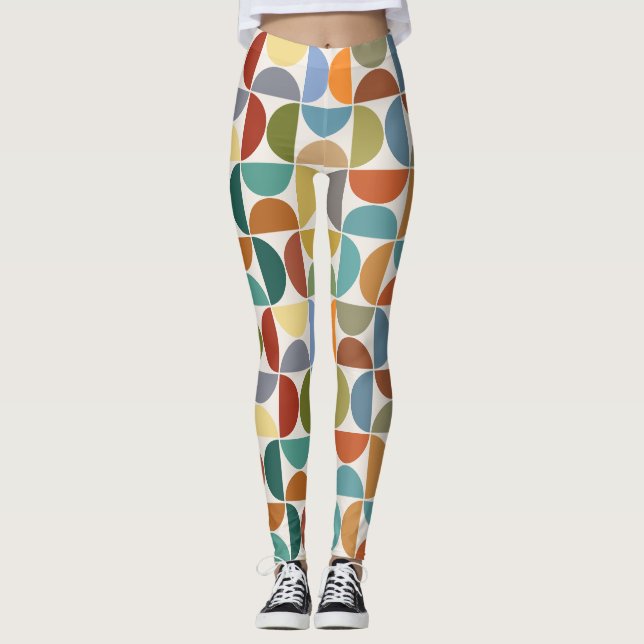 MCM Semicircles Mönster Färg på Cream Leggings (Framsida)