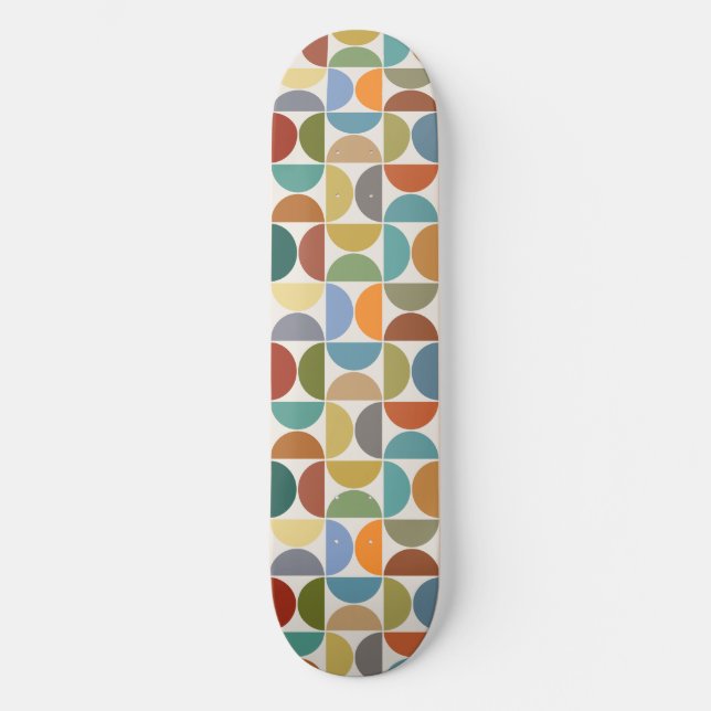 MCM Semicircles Mönster Färg på Cream Mini Skateboard Bräda 18,5 Cm (Framsida)