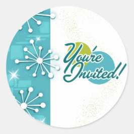 MCM Sputnik Förlovning Shower Stickers Runt Klistermärke