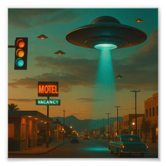 MCM Stil Retro UFO Invasion Art Fototryck