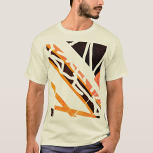 MCM-utseende för Abstrakten orange svart diagonalf T Shirt