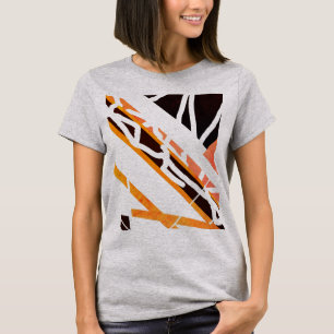 MCM-utseende för Abstrakten orange svart diagonalf T Shirt
