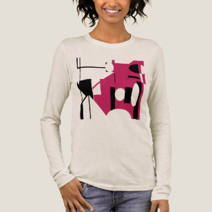 MCM-utseende för Burgundy Black Geometric Shapes A T Shirt