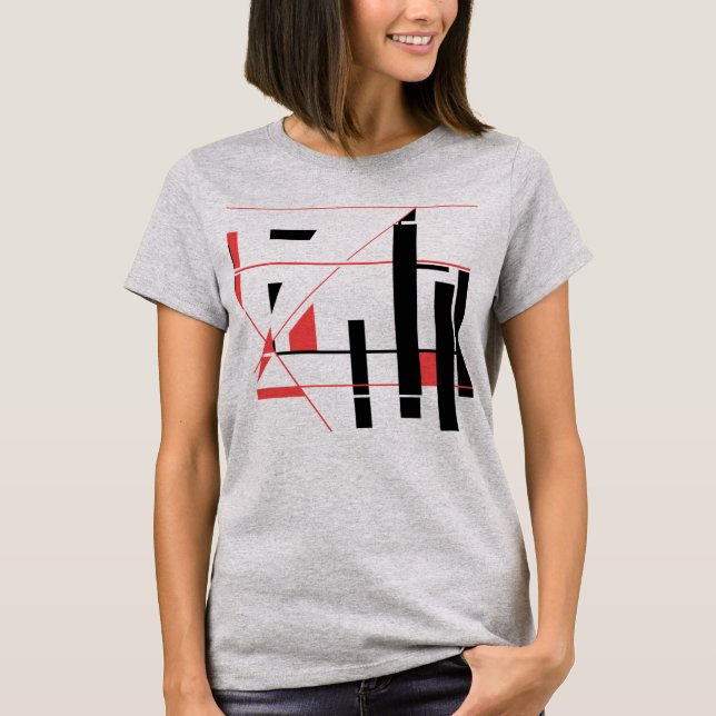 MCM-utseende för Geometrisk Abstrakt i svart rött  T Shirt (Framsida)