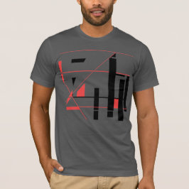MCM-utseende för Geometrisk Abstrakt i svart rött T Shirt