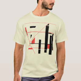 MCM-utseende för Geometrisk Abstrakt i svart rött T Shirt