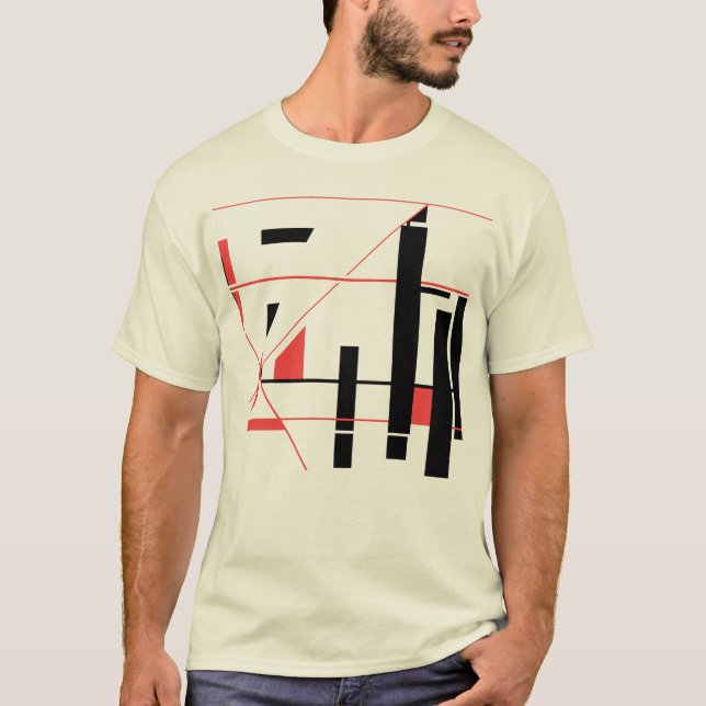 MCM-utseende för Geometrisk Abstrakt i svart rött  T Shirt (Framsida)
