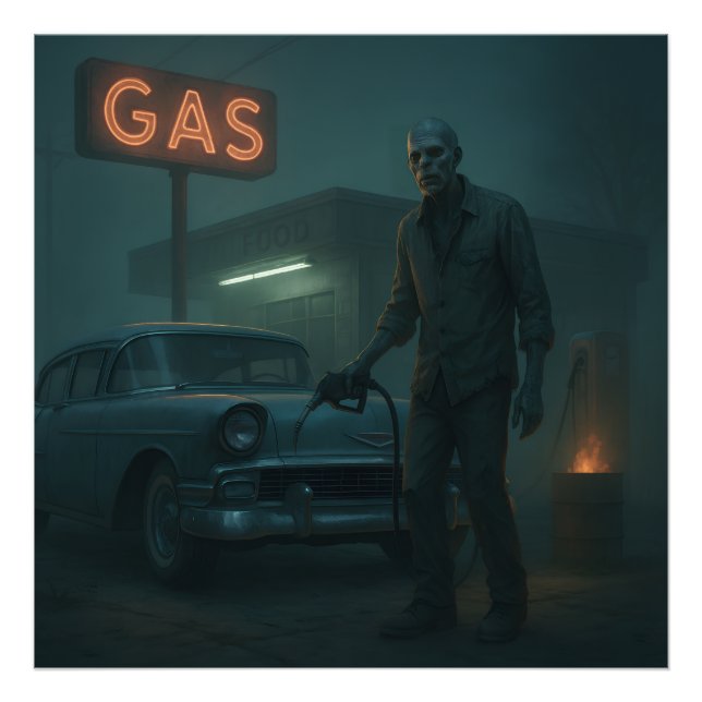 MCM Zombie Gas Station Art Fototryck (Framsidan)