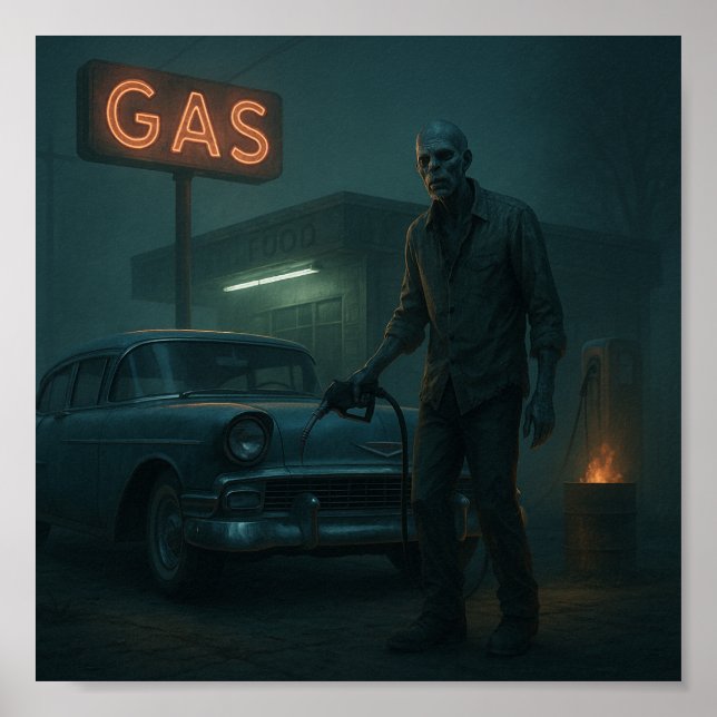 MCM Zombie Gas Station Art Poster (Framsidan)
