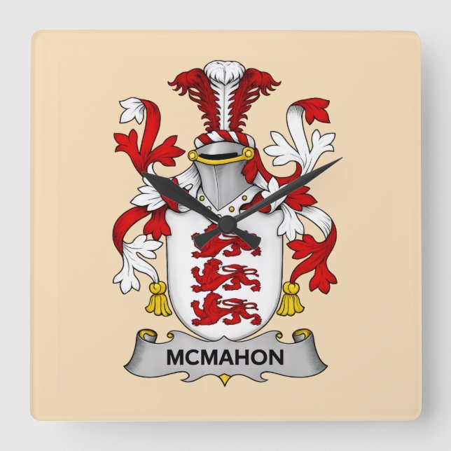 McMahon Familjevapen Fyrkantig Klocka (Framsida)