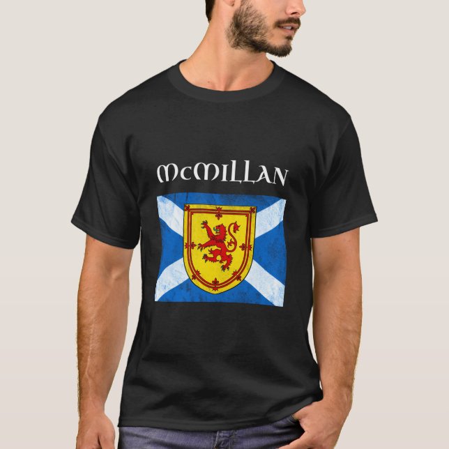 Mcmillan Klan Scottish Namn Scotland Flagga T Shirt (Framsida)