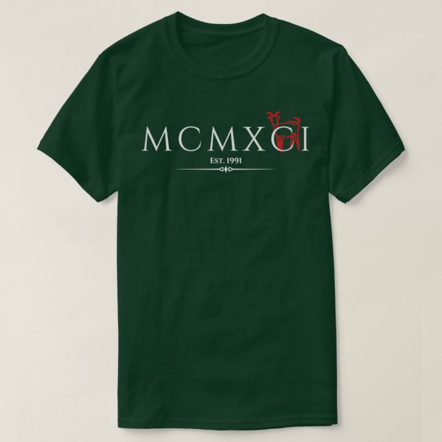 MCMXCI Est  T Shirt (Design framsida)