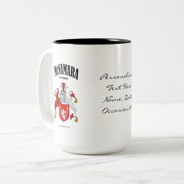 McNamara Family Crest, Translation & Meaning Två-Tonad Mugg (Framsida vänster)