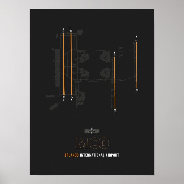 MCO - Orlando Airport Runway Diagram Art Poster (Framsidan)