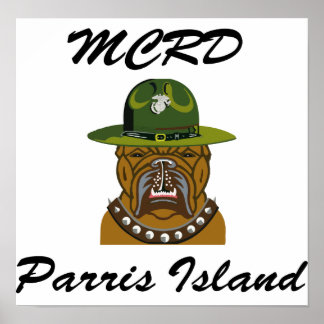 MCRD Parris Island Djävulen Hund Poster