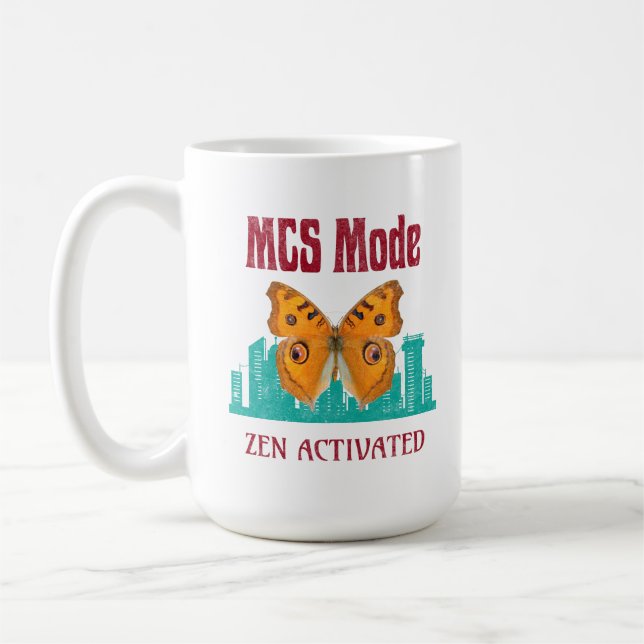 MCS-läge Zen Aktiverad Fjärilsmedvetenhet Beskrivn Kaffemugg (Vänster)