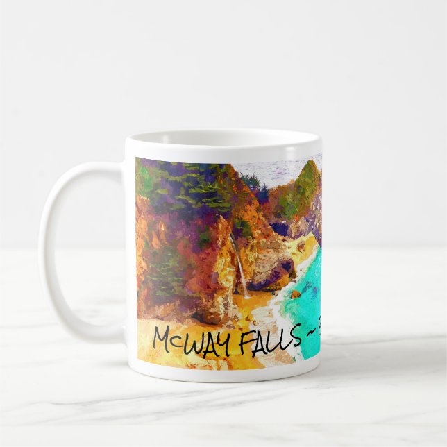 McWAY FALLS ~ BIG SUR  CA Mug Kaffemugg (Vänster)