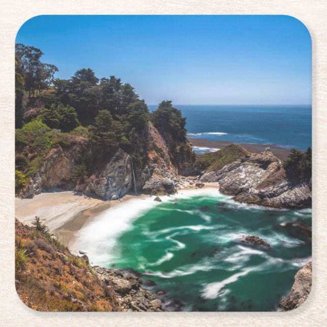 Mcway Falls i Julia Pfeiffer Burns delstatens park Underlägg Papper Kvadrat (Framsidan)