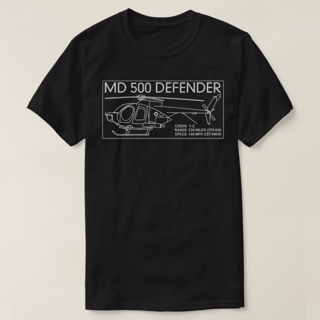 MD 500 Defender Military Helicopter Blueprint Gift T Shirt (Design framsida)