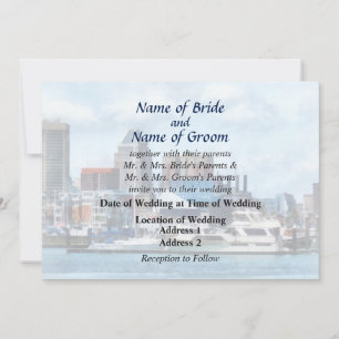MD - Baltimore Skyline och Harbour Bröllop Product Inbjudningar