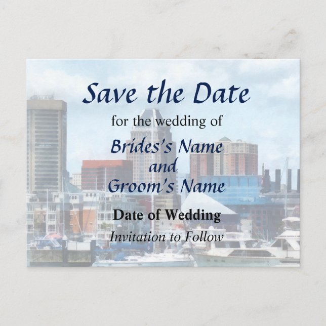 MD - Baltimore Skyline och Harbour Meddelande Vykort (Framsida)