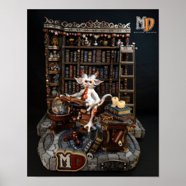 MD Bibliotek Dragon 11-tums x 14-tums Mini-Poster Poster (Framsidan)