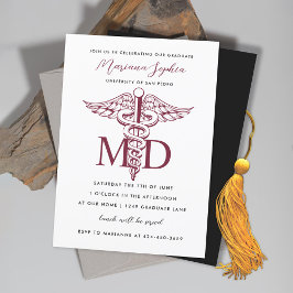 MD Doktor i Medicine Burgundy Studenten Inbjudningar