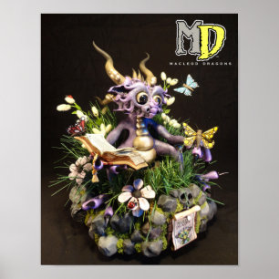 MD Lila Butterfly Dragon 11-tums x14-tums Mini-Pos Poster
