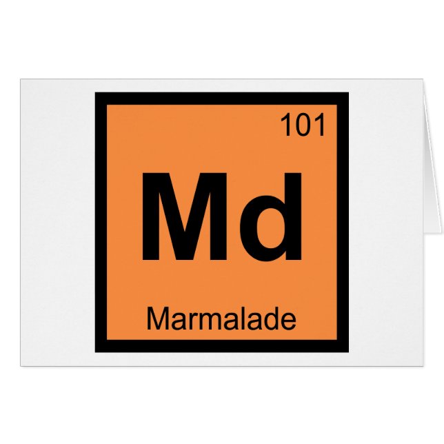 Md - Marmalad Kemi Periodiska Systemets Symbol Hälsningskort (Framsidan Horizontal)