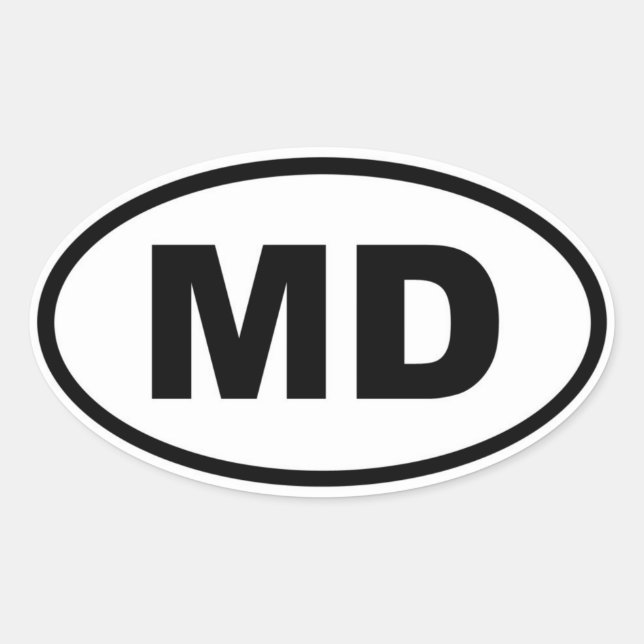 MD Maryland Ovalt Klistermärke (Framsida)