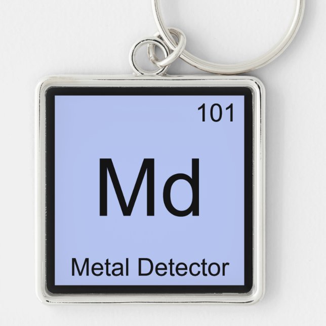 Md - Metalldetektor Kemiskt Elemente Symbol T-shir Fyrkantig Silverfärgad Nyckelring (Framsidan)